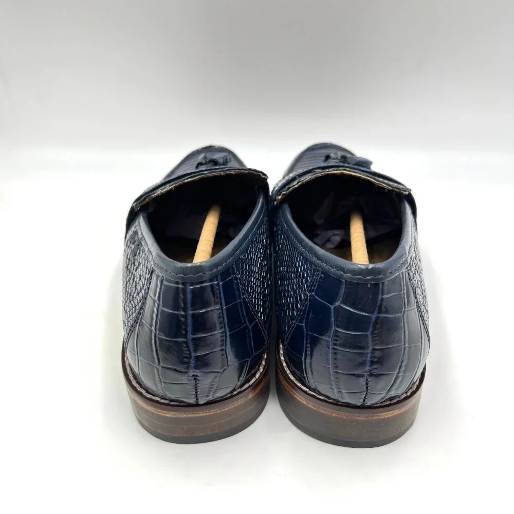 Stacy Adams Mens Size 9 Pacetti Snake Croc Blue Leather Tassel‎ Loafers Shoes